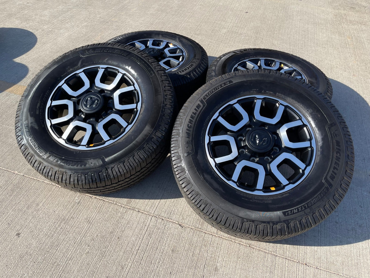 18" Ram 2500 3500 LARAMIE OEM wheels rims 2694 tires MICHELIN DEFENDER LTX M/S2
