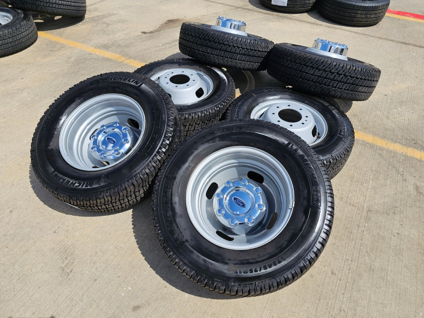 (6) 17" Ford F-350 Dually OEM rims wheels 3615 99016 tires SET MICHELIN A/T2 NEW