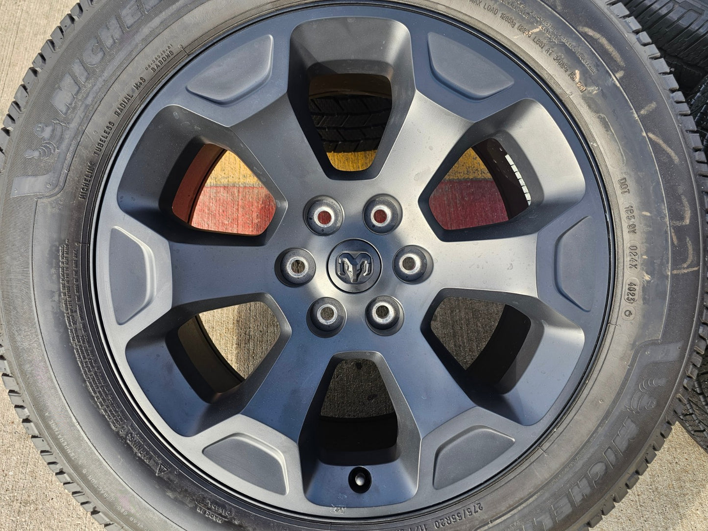 20" Dodge Ram 1500 OEM Laramie Black 2680 wheels rims 2024 2025 2026 MICHELIN