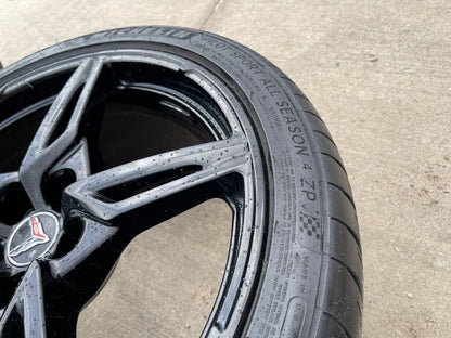 19" + 20" Chevy Corvette C8 OEM 14007 14008 wheels rims BLACK TPMS MICHELIN