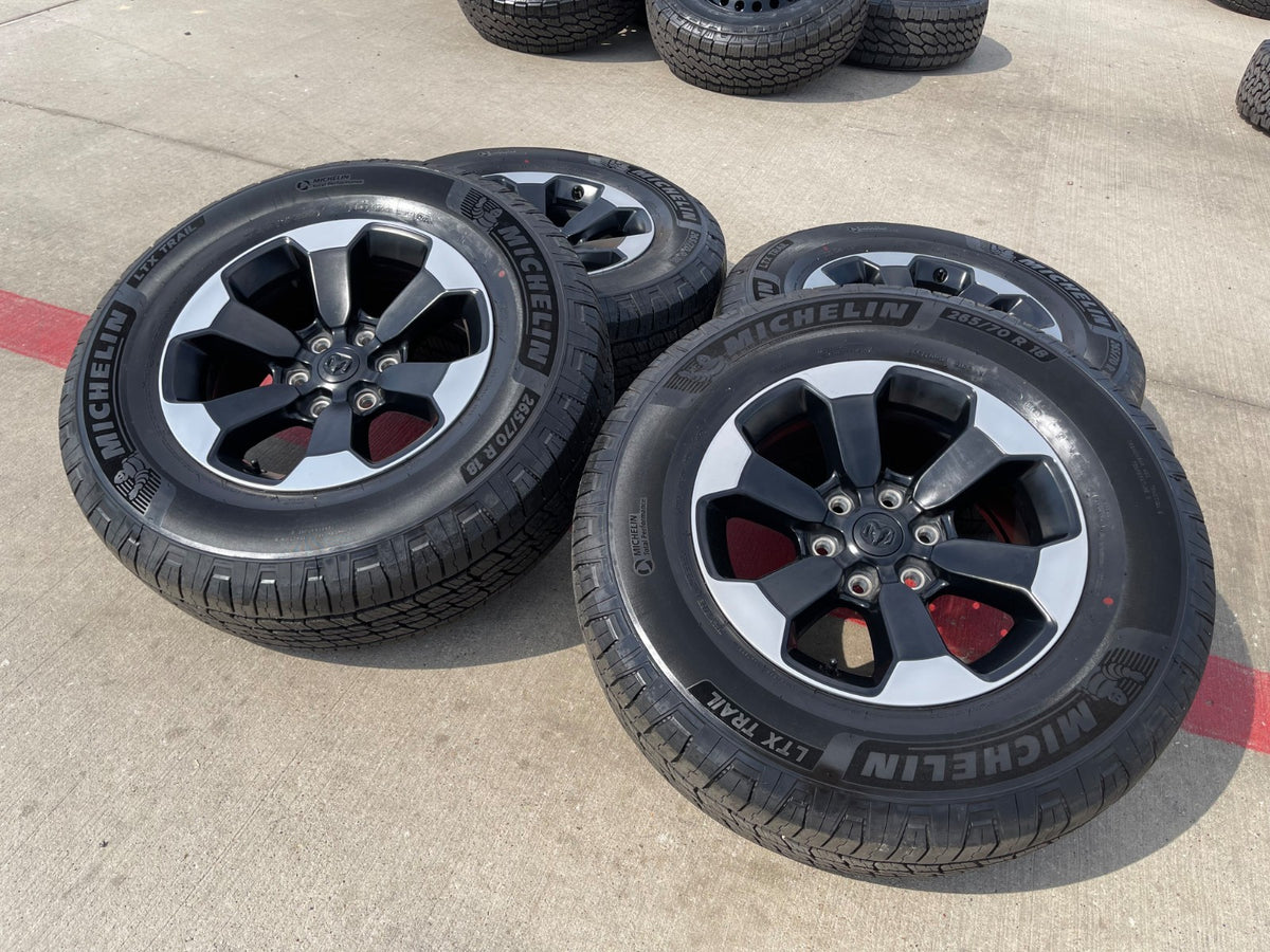 18" Dodge Ram 1500 Rebel Black OEM wheels rims 2671 2024 2025 2026 MICHELIN NEW