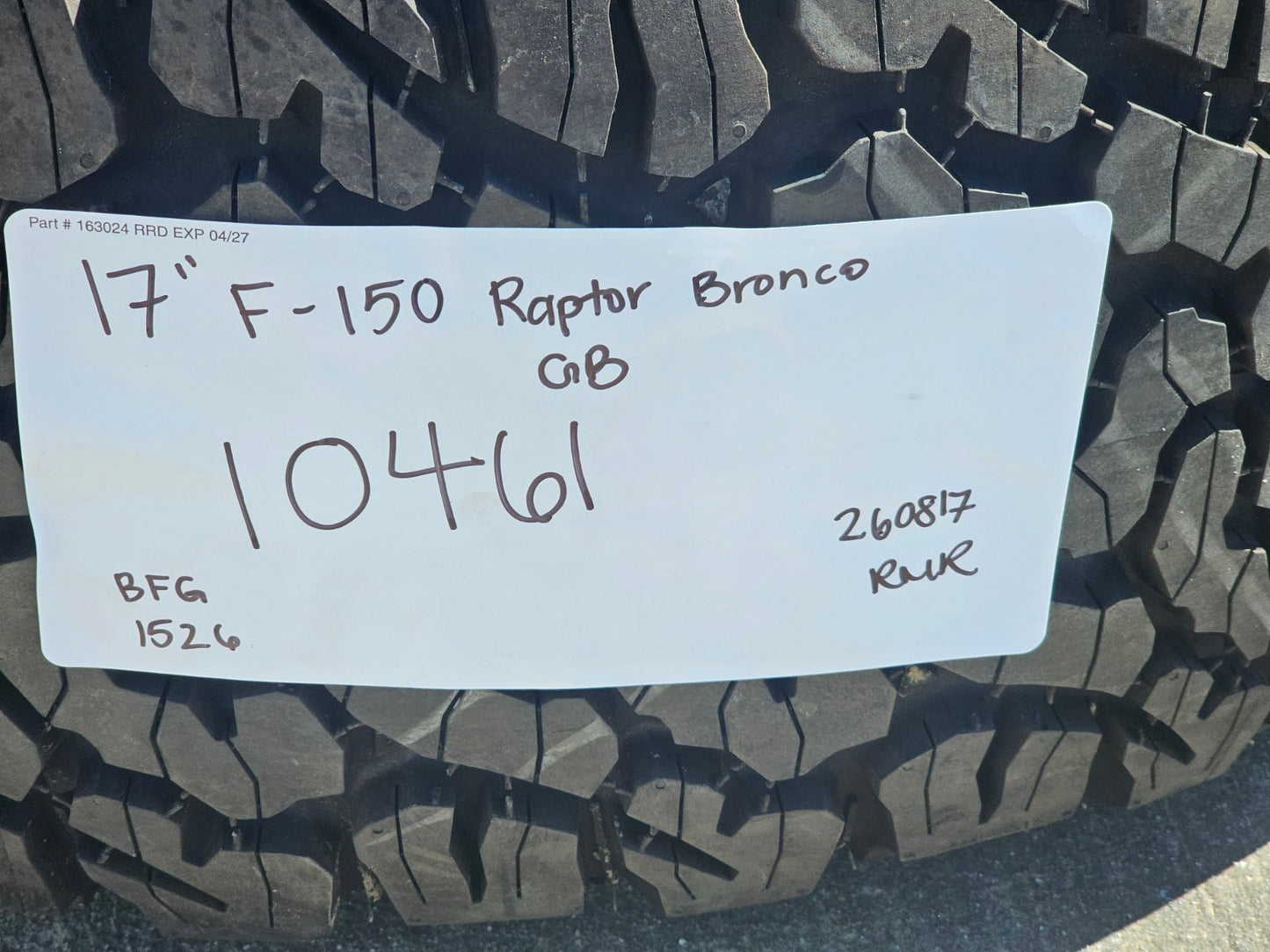 17" Ford F-150 Raptor Bronco OEM 10461 rims wheels 2026 2027 BFG A/T SET 37" NEW