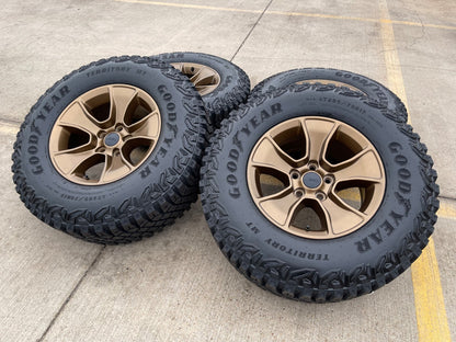 17" Jeep Wrangler Rubicon OEM 96226 wheels rims Gladiator GOODYEAR  A/T 33" NEW