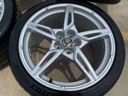 19" + 20" Chevy Corvette C8 OEM 14007 14008 wheels rims SET MICHELIN 2020-2027