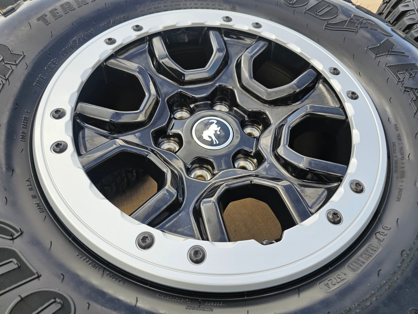 17" Ford Bronco SASQUATCH wheels rims BEADLOCK 10388 Ranger SET GOODYEAR A/T 35"