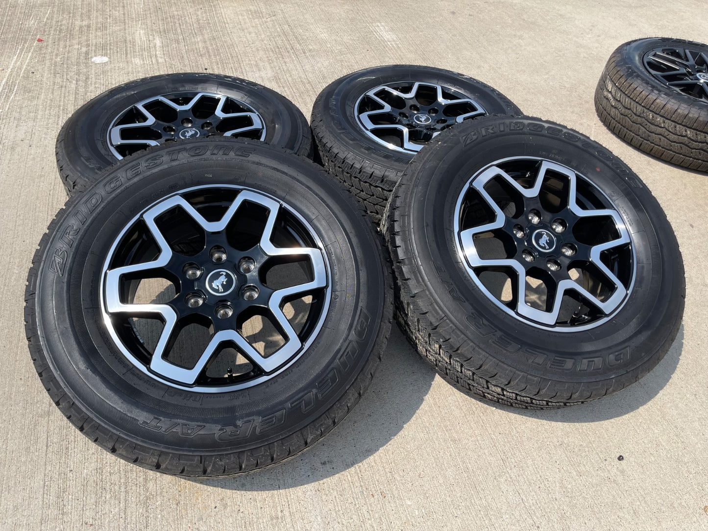 18" Ford Bronco wheels rims black 95213 Ranger SET BRIDGESTONE DUELER A/T NEW