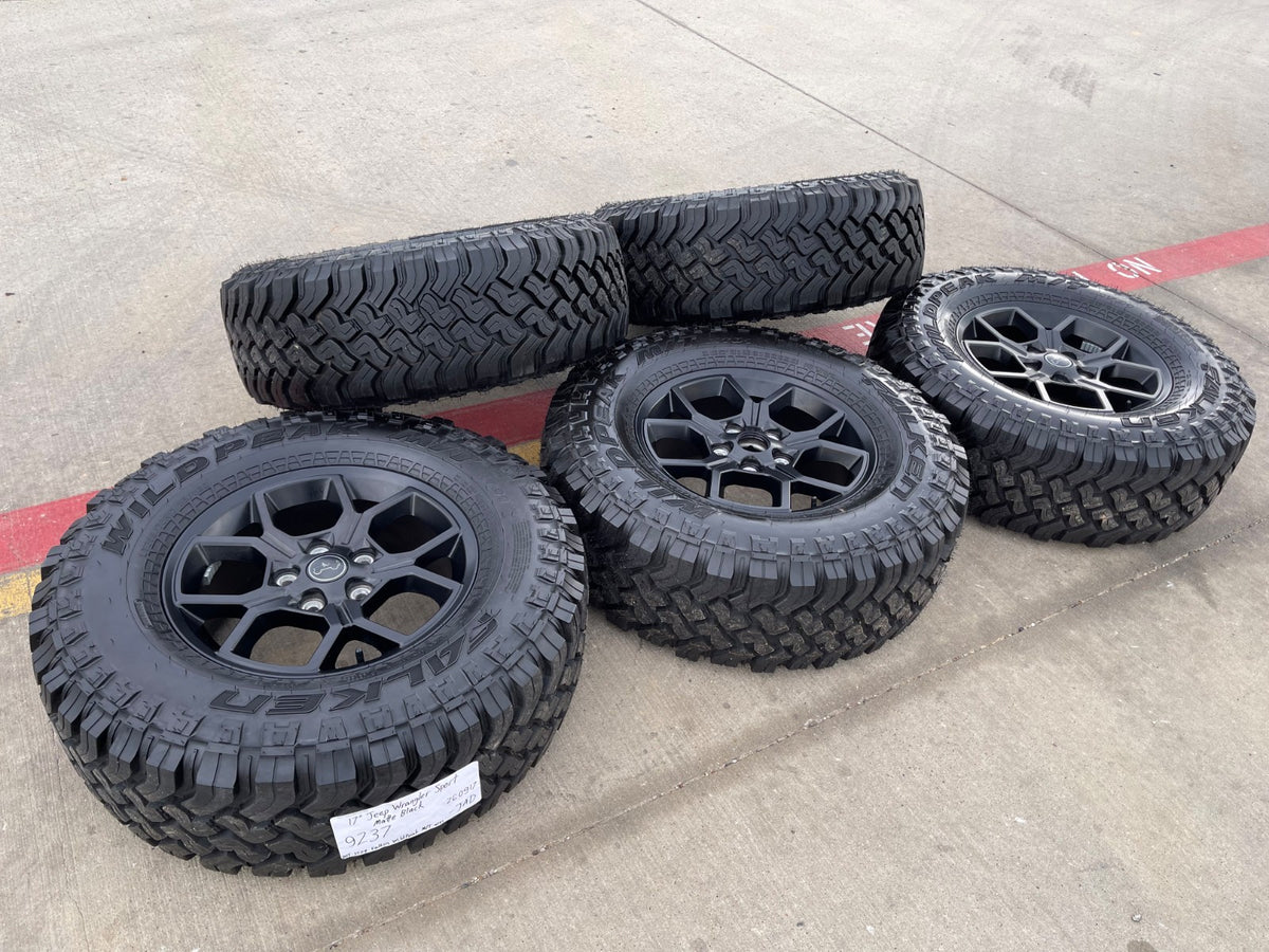 17" Jeep Gladiator RUBICON OEM wheels rims black Wrangler 9326 FALKEN MT 33" NEW