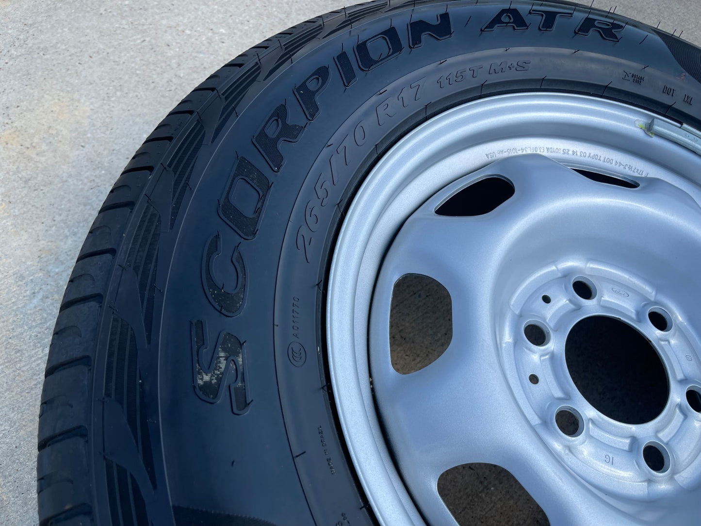 17" Ford F-150 OEM rim wheel 3857 tire steel 2024 2025 2026 2027 PIRELLI NEW