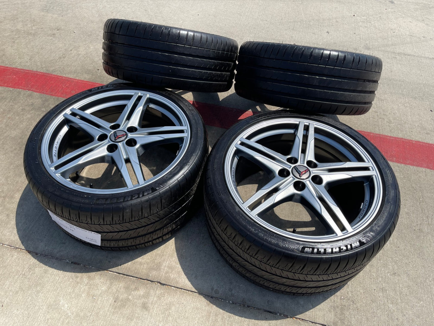 19" + 20" Chevy Corvette Z06 C8 OEM FORGED wheels rims MICHELIN SET