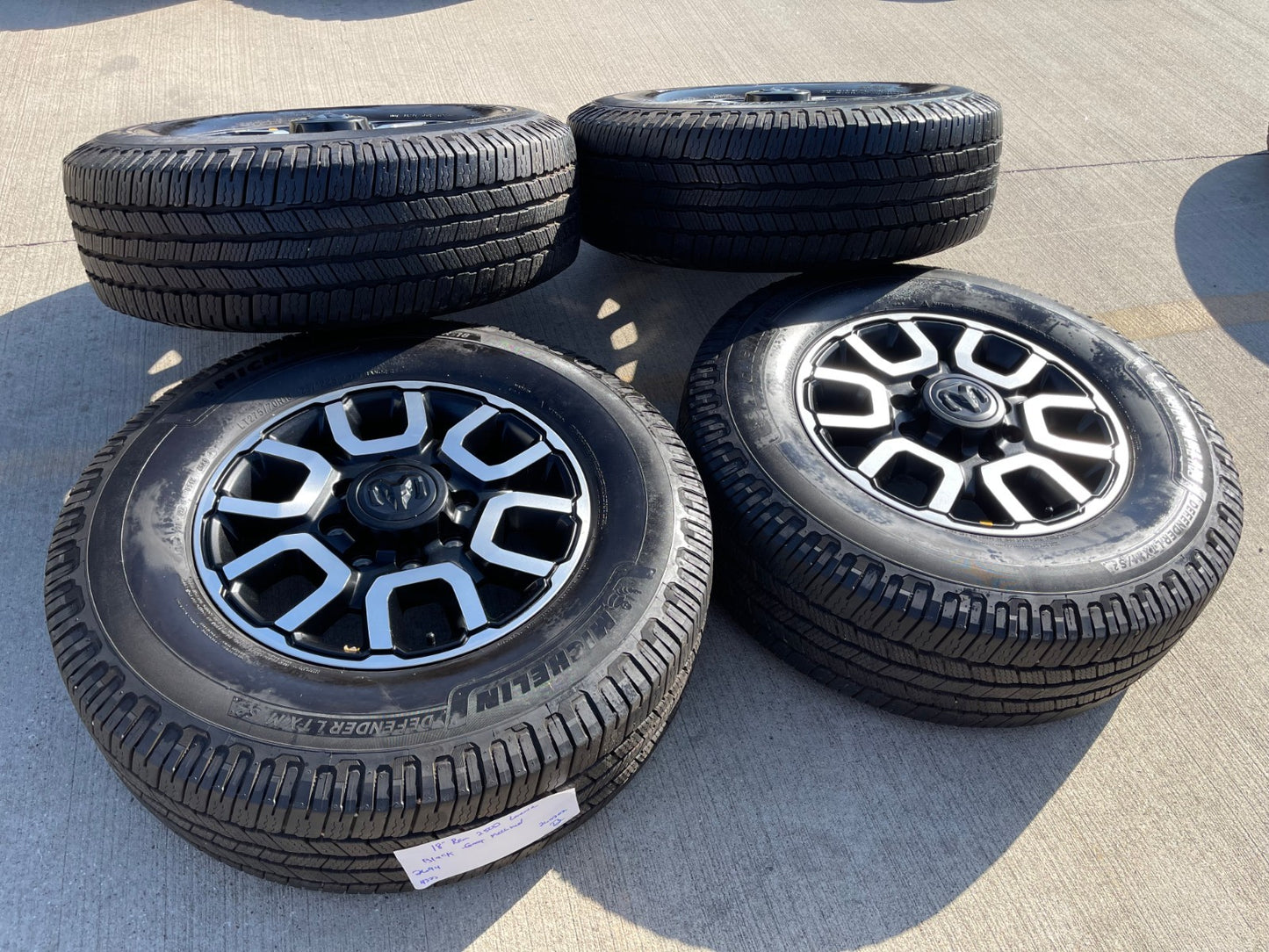 18" Ram 2500 3500 LARAMIE OEM wheels rims 2694 tires MICHELIN DEFENDER LTX M/S2