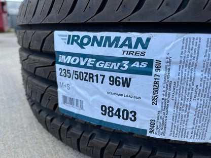 (1) 235/50/17 Ironman Gen 3 A/S tire 235/50R17 96W XL M+S NEW