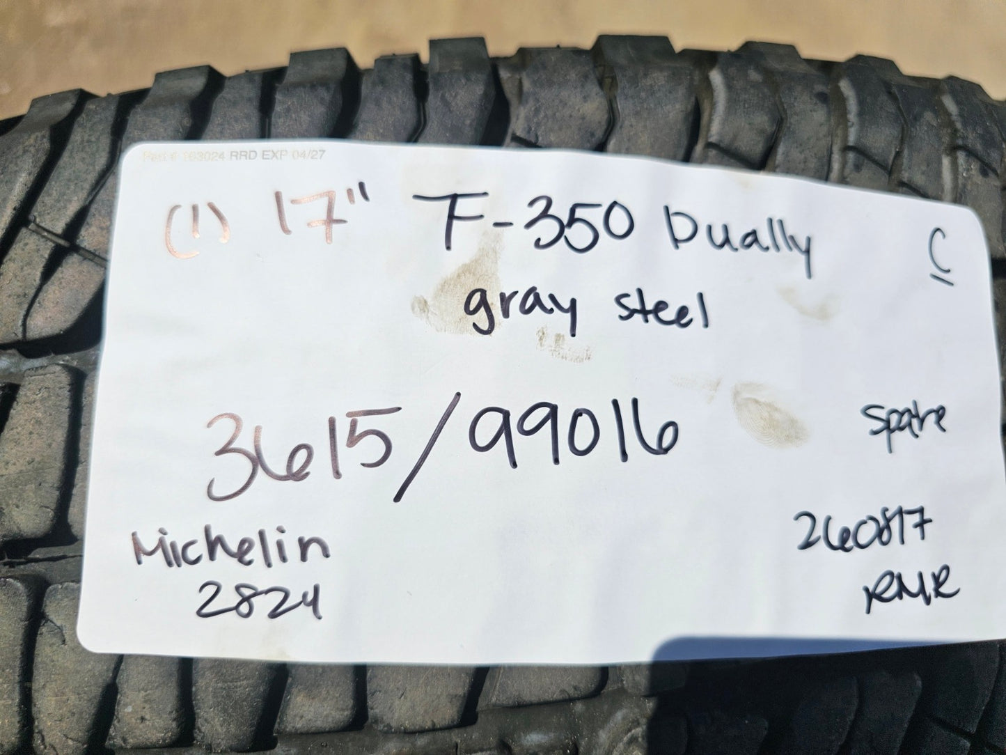(1) 17" Ford F-350 Dually OEM rim wheel RIM# 3615 99016 FITS 2005-2027