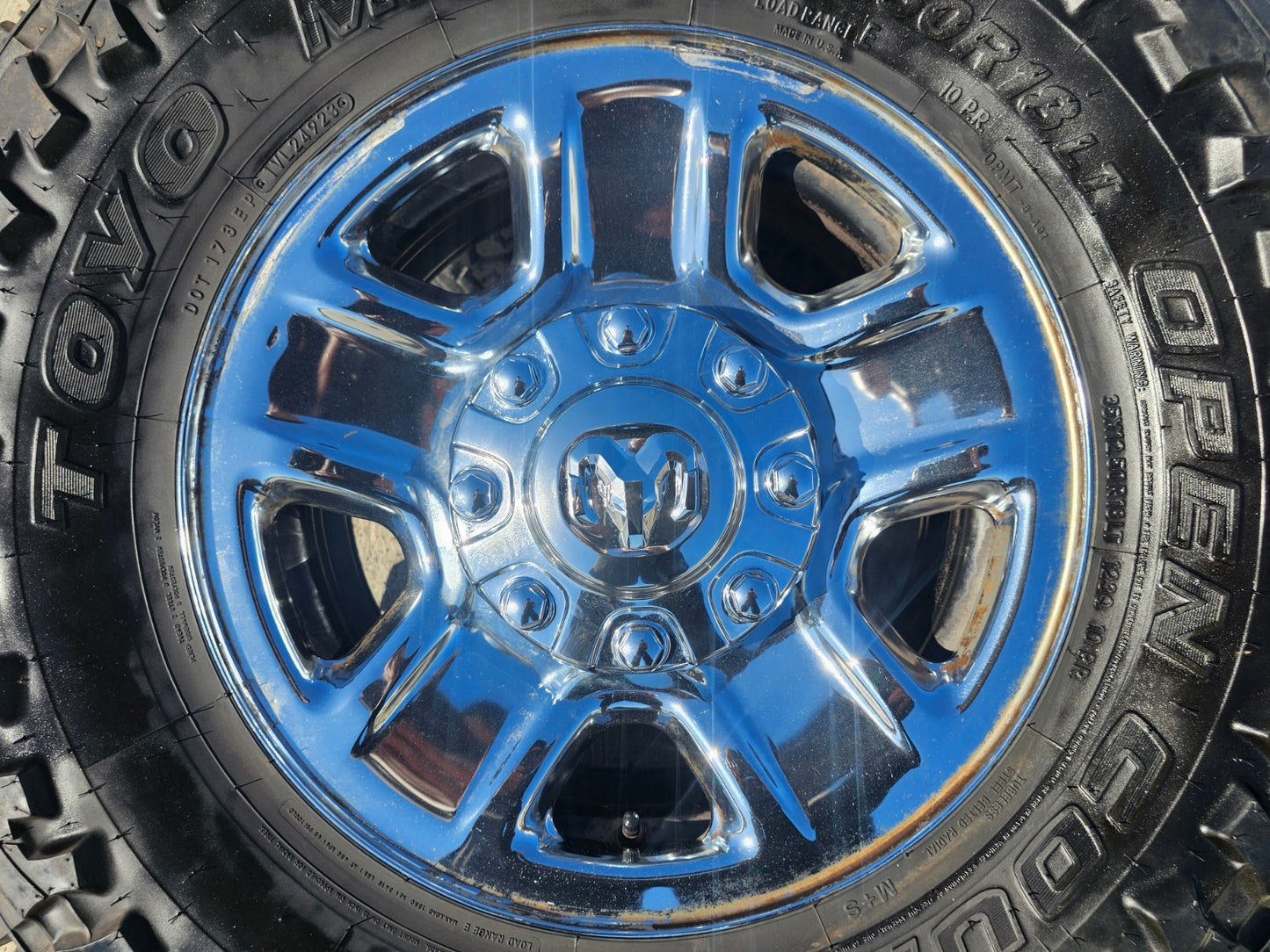 18" Dodge Ram 2500 3500 STEEL chrome OEM 2473 wheels rims TOYO M/T 35"