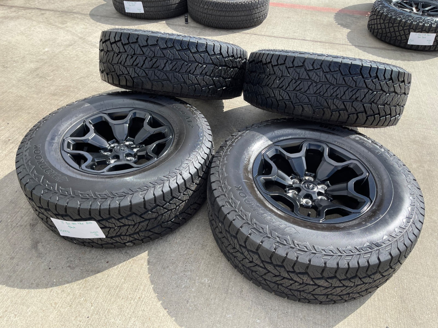 18" Dodge Ram 1500 TRX RHO Black OEM 66002 wheels rims SET HANKOOK A/T2 35"