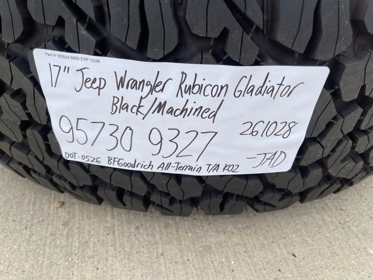 17" Jeep Wrangler Rubicon OEM 95730 9327 wheels rims Gladiator BFG KO2 37" NEW