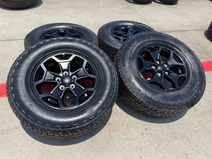 17" Jeep Wrangler SPORT OEM wheels rims tires 9237 SET black HANKOOK A/T2 NEW