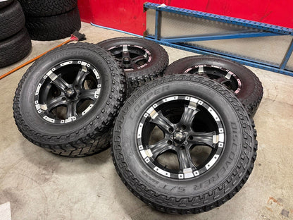 17x8.5 MB Wheels Chaos Jeep Wrangler Gladiator wheels rims M/T tires 5x5 5x127