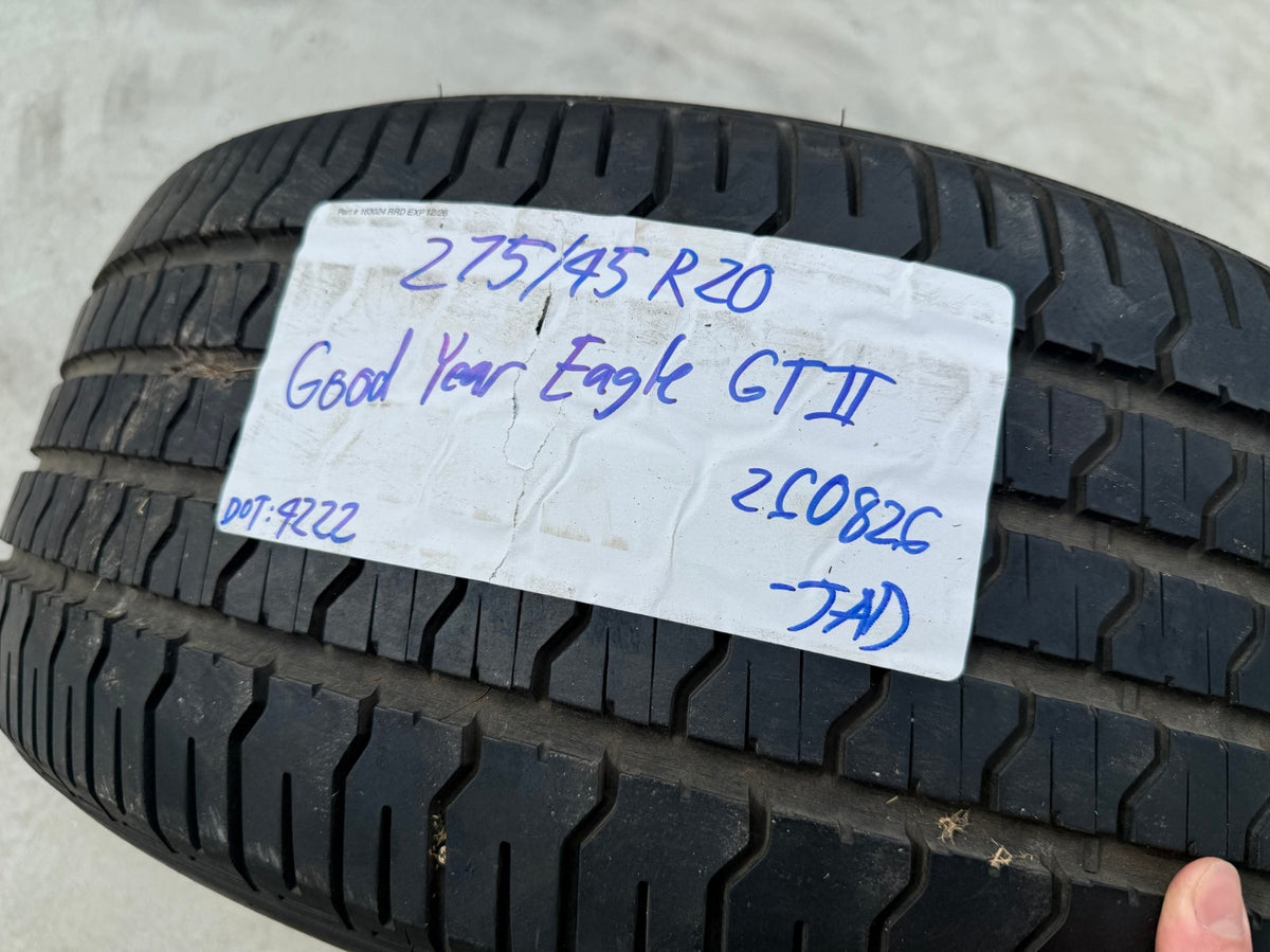 (1) 275/45/20 Goodyear Eagle GT2 tire 106V 275/45R20