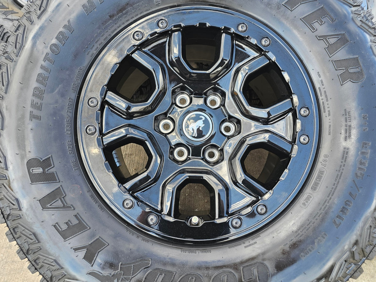 17" Ford Bronco SASQUATCH wheels rims BEADLOCK 10388 Ranger GOODYEAR M/T 35"
