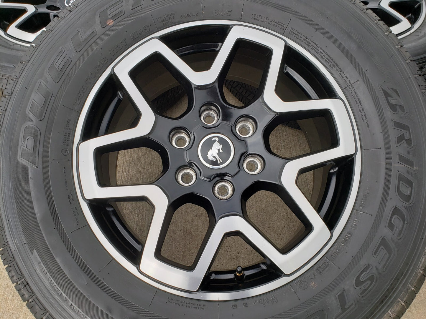 18" Ford Bronco wheels rims tires black 95213 Ranger tires BRIDGESTONE DUELER HT