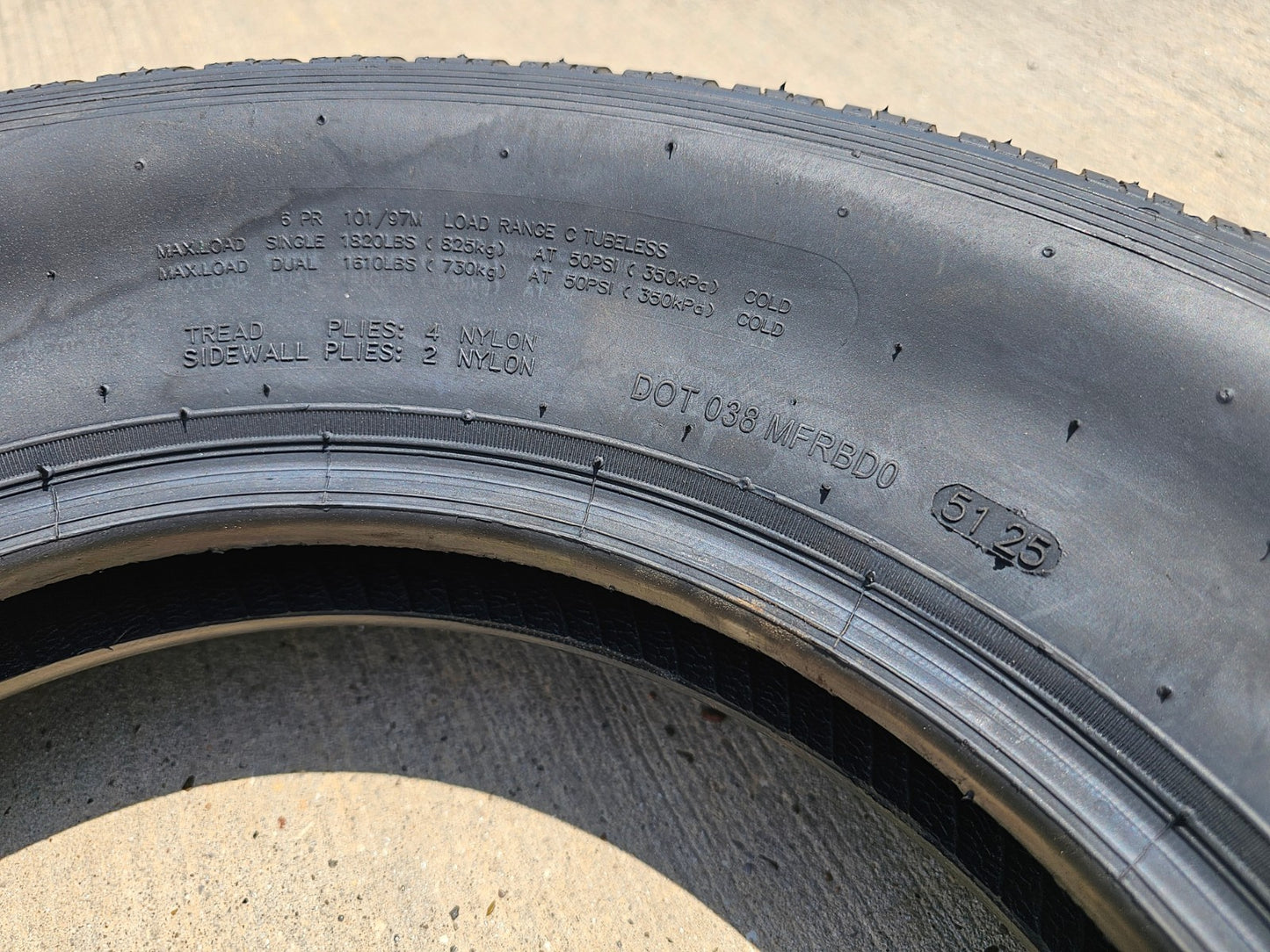 (1) 205/75/15 HI-RUN H-180 tire ST 205/75R15 LT 6 ply LR C 101M trailer NEW