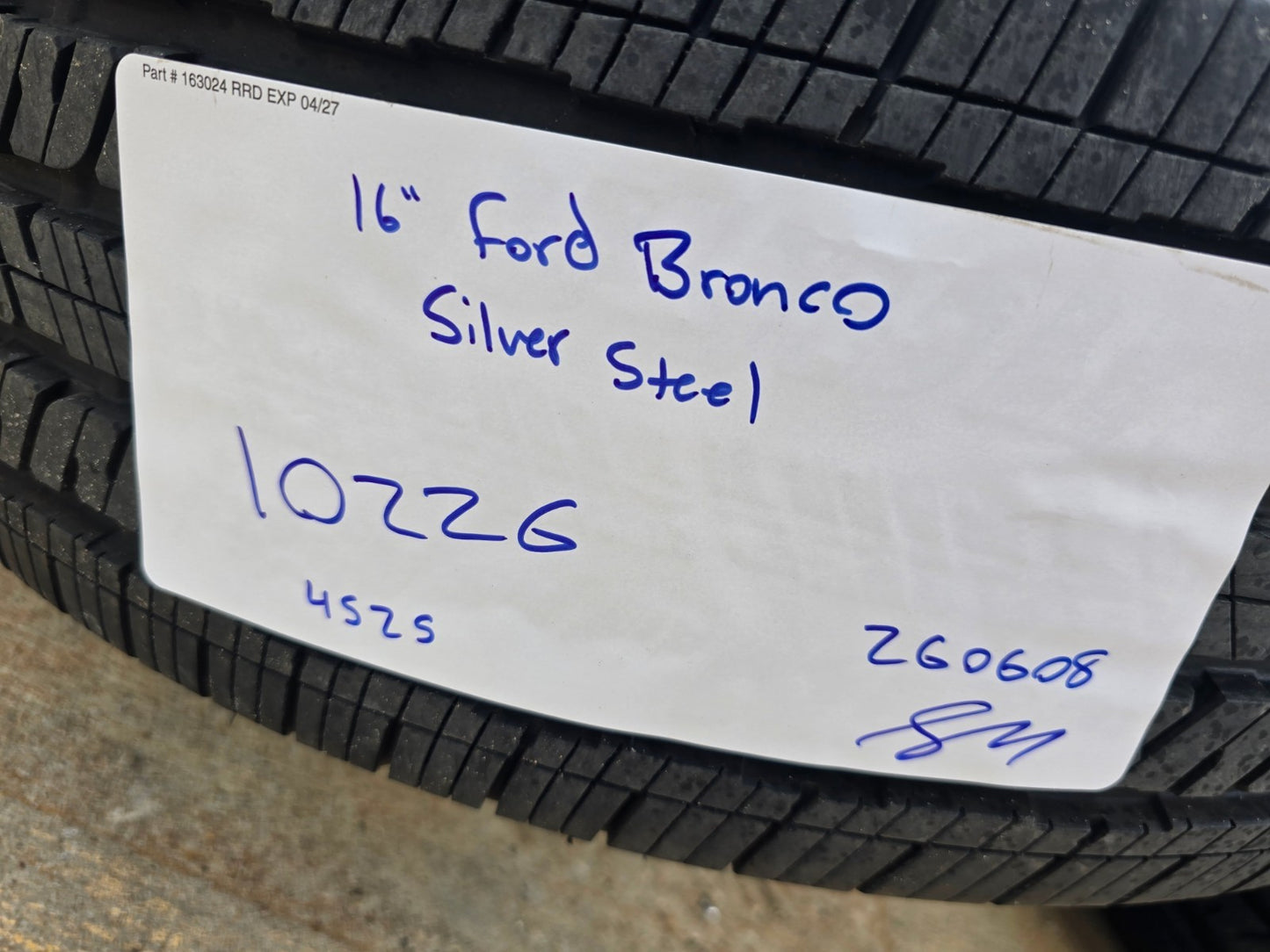 16" Bronco Ford Ranger steel wheels rims tires SET 10226 2022-2027