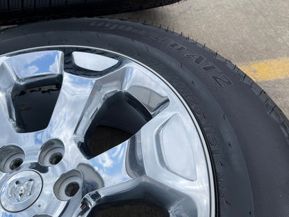 20" Dodge Ram 1500 OEM Laramie CHROME 2680 wheels rims 2025 2026 Hankook AT2 NEW