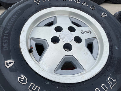 15" Jeep Wrangler Cherokee Comanche Wagoneer wheels rims 1512 OEM 5x4.5 tires