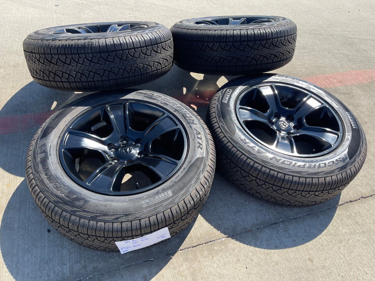 20" Dodge Ram 1500 OEM LIMITED Black 2676 2723 wheels rims PIRELLI A/TR