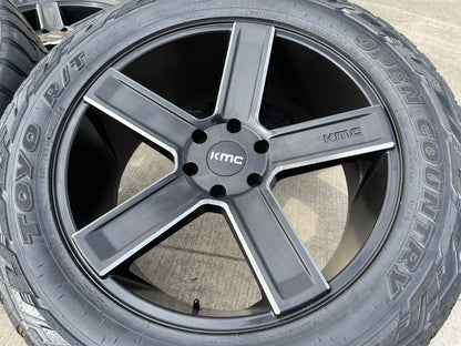 22x9 22" KMC Duece KM702 Chevy Silverado RAM wheels rims 6x139 6x5.5 tires TOYO