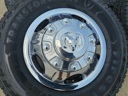 17" Dodge Ram 3500 Dually 8x200 wheels rims 2703 2704 OEM tires FIRESTONE A/T