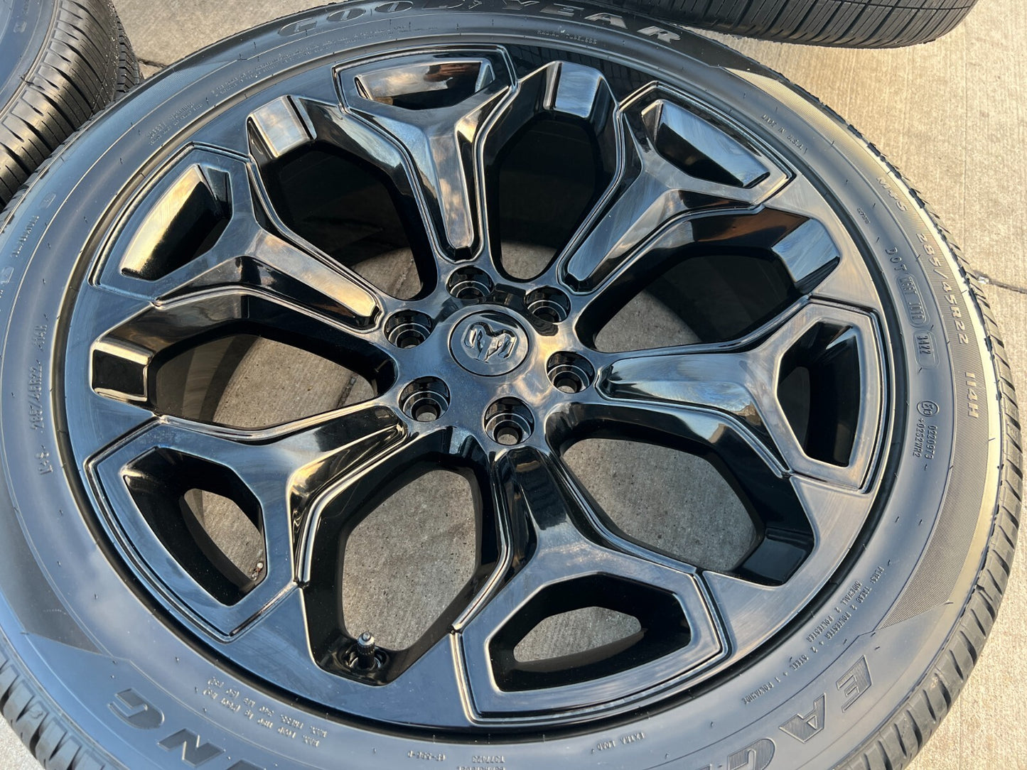 22" Dodge Ram 1500 Laramie rims wheels tires 2685 black 2024 2025 2026 2027 NEW