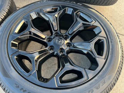 22" Dodge Ram 1500 Laramie rims wheels tires 2685 black 2024 2025 2026 2027 NEW