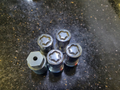 (4) 14x1.5 OEM Ford lug nut locks nuts polished key F-150 Expedition Bronco