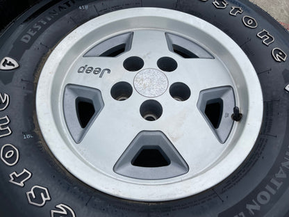 15" Jeep Wrangler Cherokee Comanche Wagoneer wheels rims 1512 OEM 5x4.5 tires