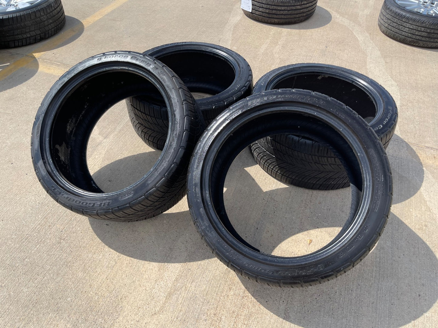 (2) 285/35R20 + (2) 305/35R20 BFG G-Force Comp 2 A/S 104Y XL tires SET
