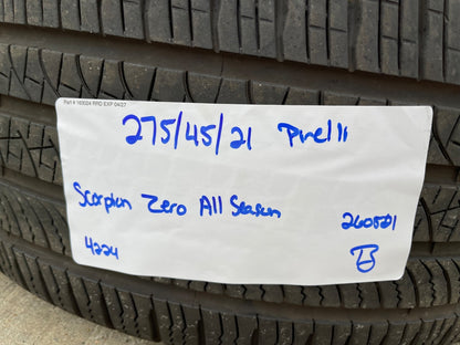 (1) 275/45/21 Pirelli P Zero A/S tire 110W M+S