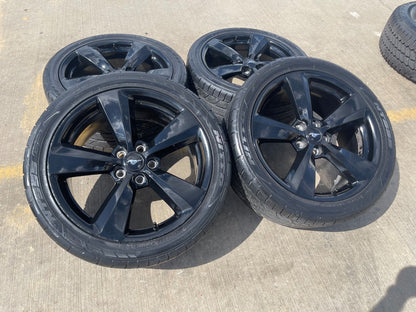 19" Ford Mustang GT OEM 10158 black wheels rims tires SET