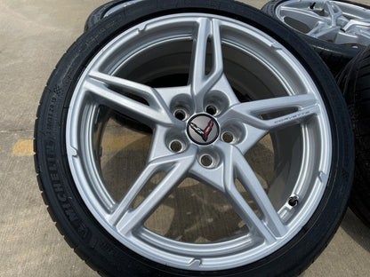 19" + 20" Chevy Corvette C8 OEM 14007 14008 wheels rims SET MICHELIN 2020-2027