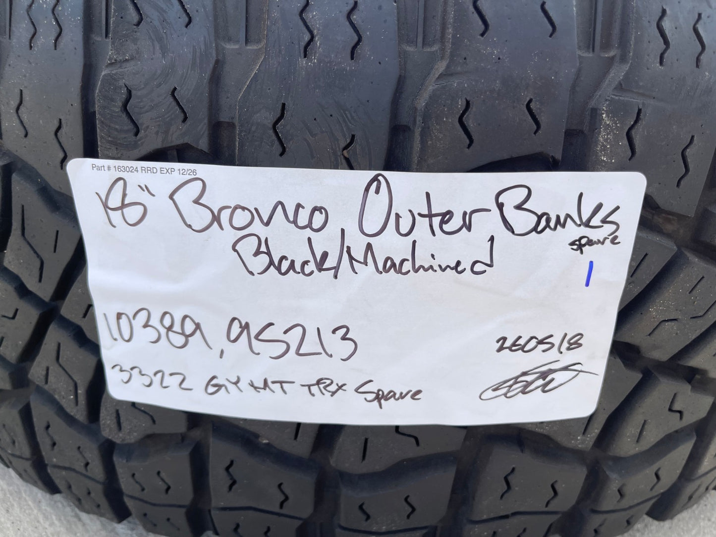 18" Ford Bronco wheel rim 95213 10389 Ranger spare GOODYEAR TERRITROY AT 35"