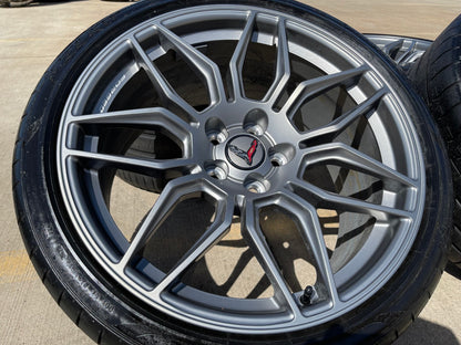 20" + 21" Chevy Corvette Z06 C8 OEM wheels rims 95580 95581 tires 2023 2024 2025