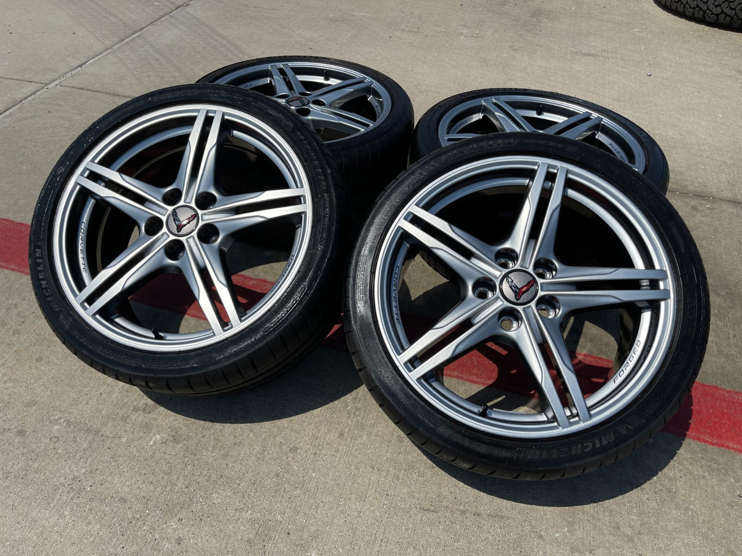19" + 20" Chevy Corvette Z06 C8 OEM FORGED wheels rims MICHELIN SET