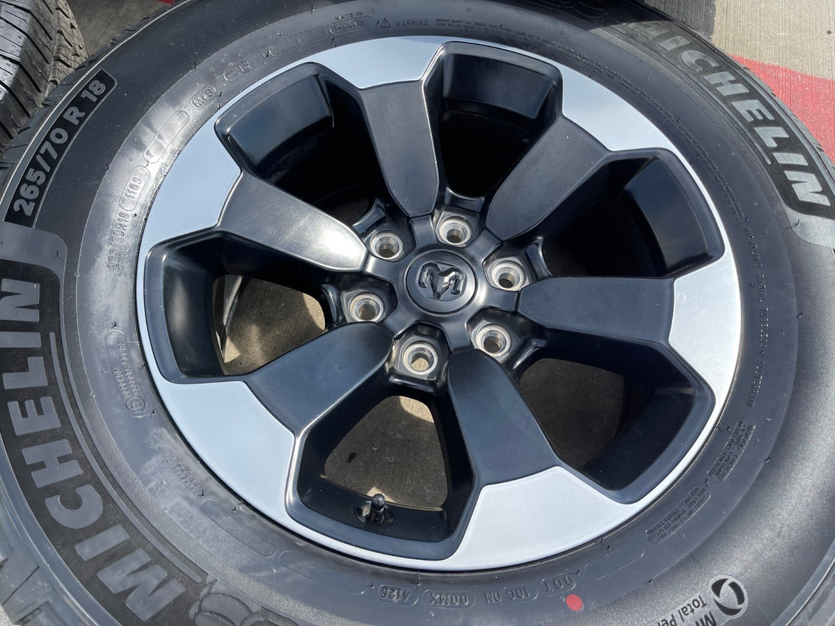 18" Dodge Ram 1500 Rebel Black OEM wheels rims 2671 2024 2025 2026 MICHELIN NEW