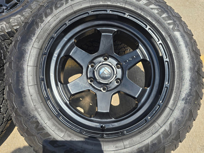 18x9 Fuel Shok D644 Chevy Silverado RAM Tacoma wheels rims 6x139 6x5.5 tires