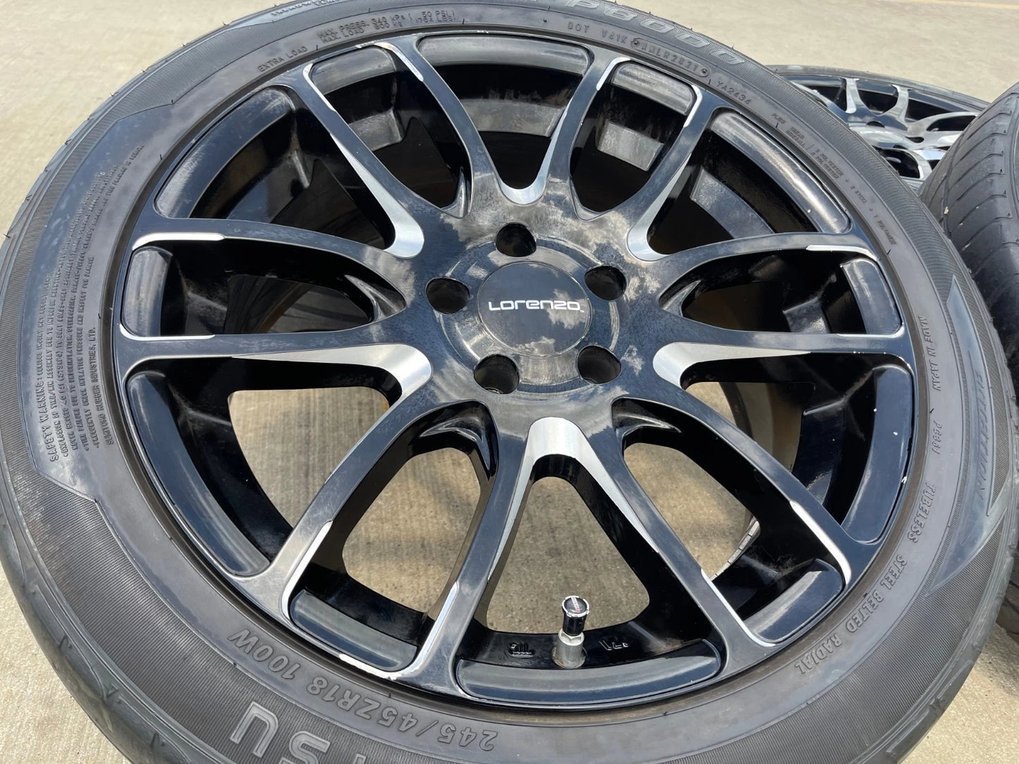 18x8 18" Lorenzo WL036 wheels rims tires 5x4.5 5x114.3 Camry Accord Mustang