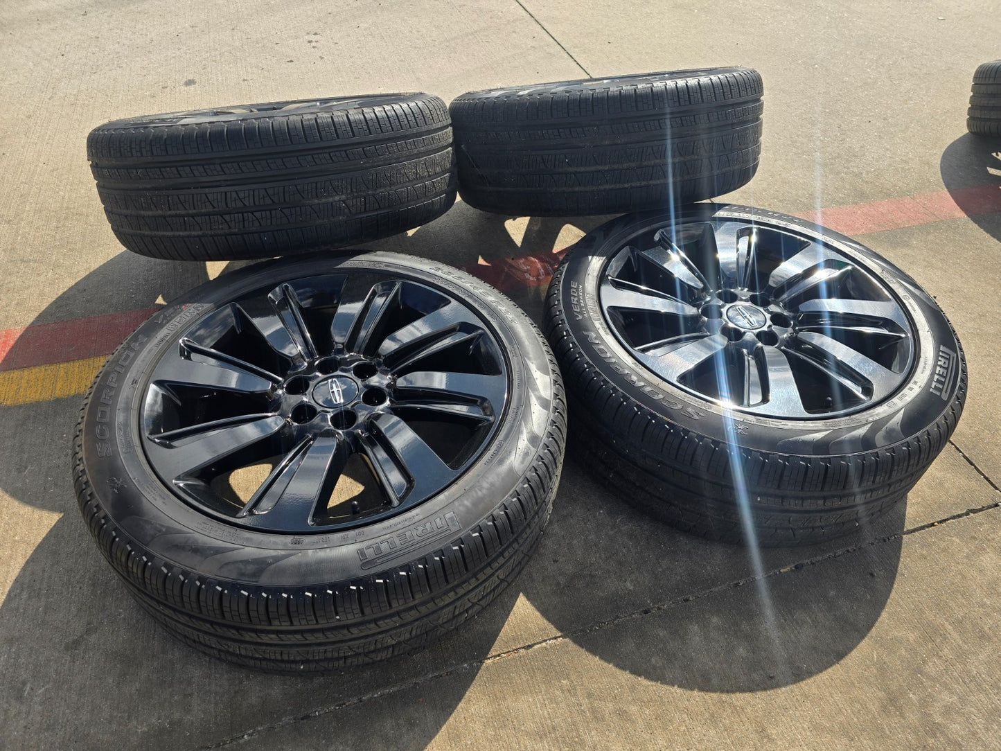 22" Lincoln Navigator OEM rims wheels Black Label 95384 10496 tires PIRELLI NEW