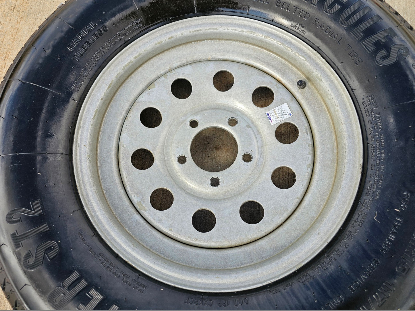 (1) 15x5 Dexstar Steel Trailer wheel rim tire 5x4.5 5x114.3