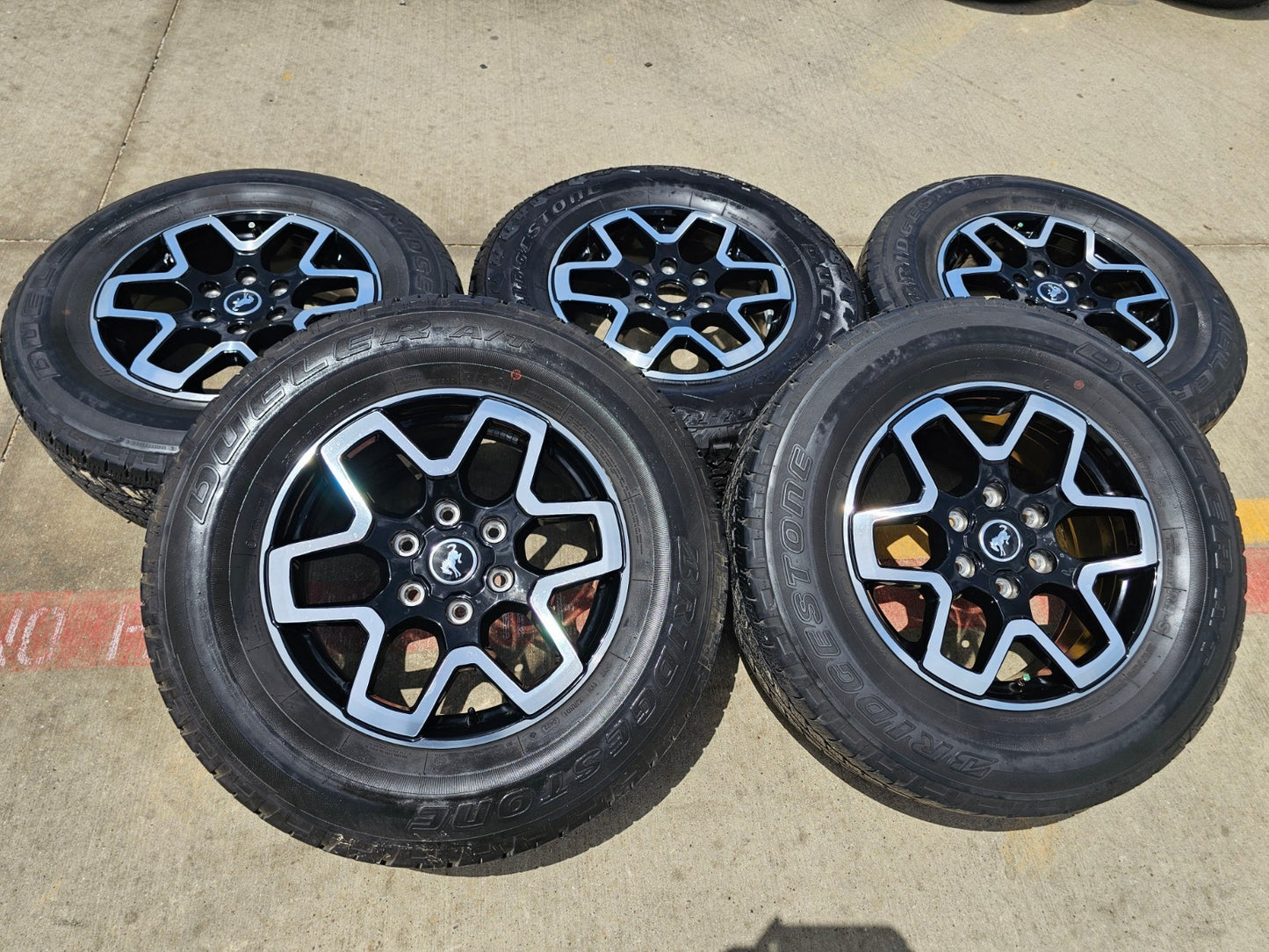 (5) 18" Ford Bronco wheels rims black 95213 Ranger SET BRIDGESTONE DUELER AT