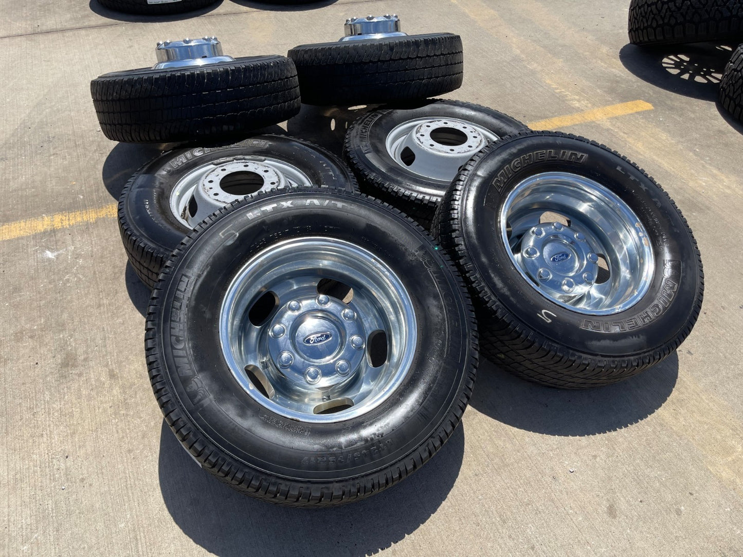 17" Ford F-350 Dually OEM 10477 10478 rims wheels SET tires MICHELIN A/T2