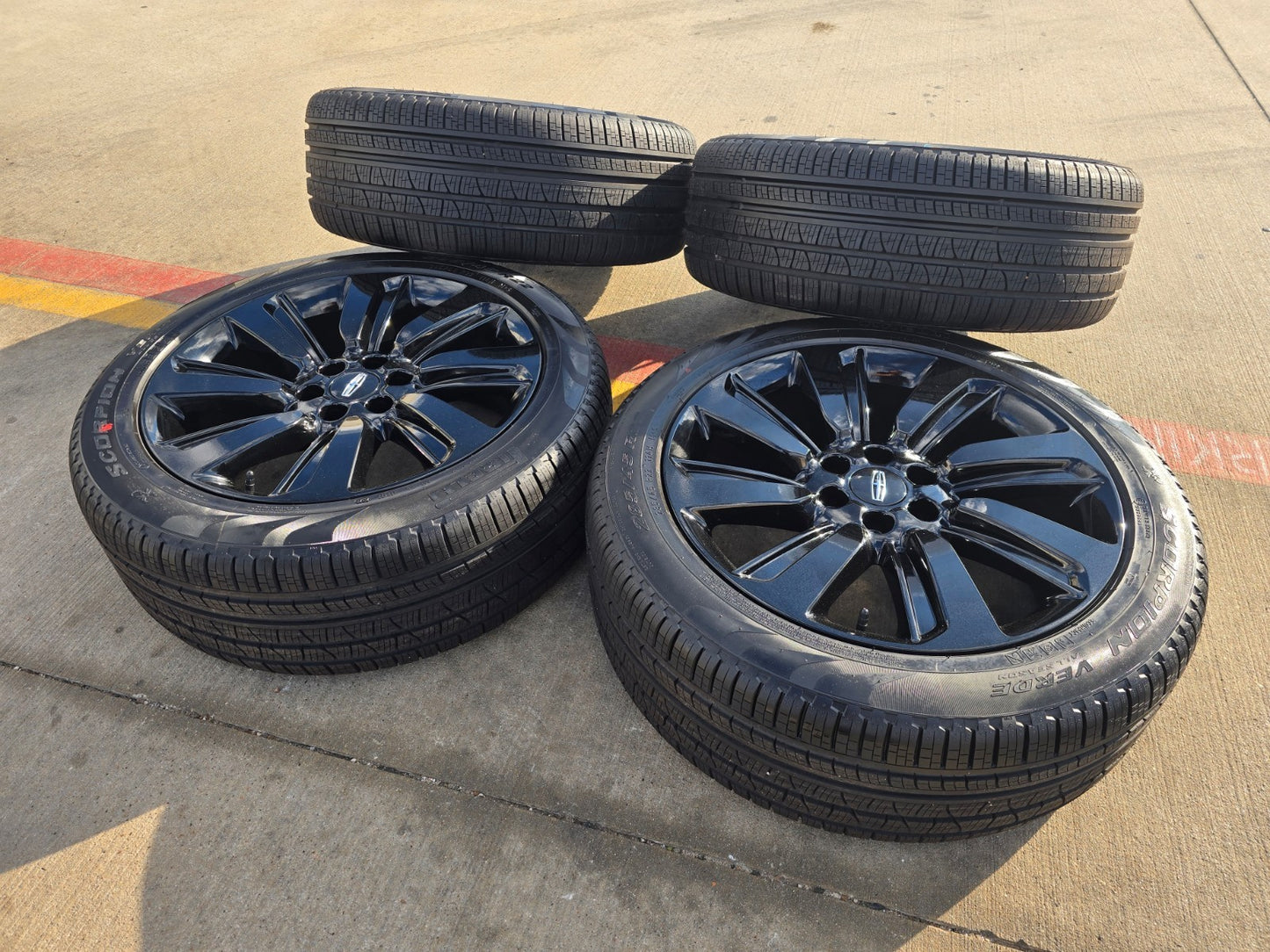 22" Lincoln Navigator OEM rims wheels Black Label 95384 10496 tires PIRELLI NEW